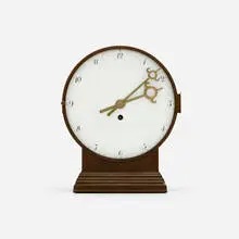 Josef Hoffmann, Table clock, model M ur 2, 1919, brass, enamel, gilt metal