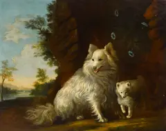 Pomeranian and Puppy by Thomas Gainsborough, oil on canvas, sold Nov 2017