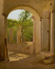 Emil Lugo, Durchblick in einen italienischen Klosterhof, Um 1871