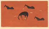 Vier Pferde auf der Weide by Ewald Mataré, 1935, Farbholzschnitt auf festem Schoellers-Papier, sold Dec 2016