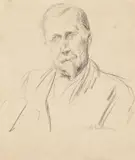 Max Liebermann, Heinrich Mann, Brustbild, Um 1930, Kohle auf dünnem Karton