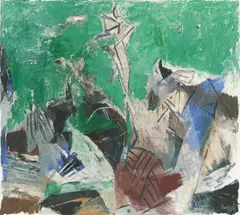 Stefan Plenkers, Vor Grün, 1989, Acryl auf Leinwand, mit Künstlerleiste