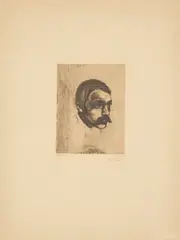 Sigbjørn Obsfelder by Edvard Munch, 1897, Kaltnadelradierung auf festem cremefarbenem Velin, sold Nov 2025