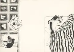 Uwe Lausen, Anna auf dem Bauch, 1965, Tusche und Tuschfeder über Bleistift auf Papier