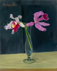 Adolf Köglsperger, Orchideen, 1938, Öl auf Holz