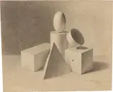 Bernhard Fries, Geometrische Figuren II, 1835, Kreide, teilweise gewischt, auf braunem Papier