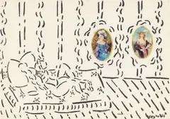 Ohne Titel by William Copley, 1965, Tusche und Collage auf Papier, sold Jun 2019