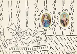 William Copley, Ohne Titel, 1965, Tusche und Collage auf Papier