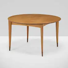 Dining table, model 2135 by Gio Ponti, c. 1950, Italian walnut, brass, sold Jan 2022