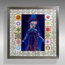 Judith Schaechter, Untitled, 2007, leaded and enameled flash glass, metal frame