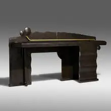 Slate Sideboard by Albert Paley, 1992, formed, fabricated, and yellow zinc-plated steel, slate, sold Jan 2022