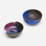 Toshiko Takaezu, Tea bowls, set of two, c. 2005, glazed porcelain