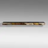Large Patchwork wall-hanging shelf by Paul Evans, c. 1970, welded and patinated pewter, copper, and bronze, slate, sold Jan 2022