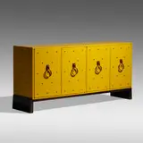 Tommi Parzinger, Cabinet, c. 1960, lacquered wood, mahogany, brass