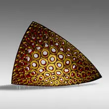 Matthew Curtis, Amber and Red Phloem, 2015, blown, fused, and cold-worked glass, stainless steel frame