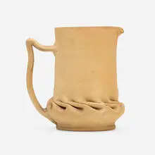 Pitcher by George E. Ohr, 1898-1910, bisque earthenware, sold Jan 2022