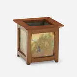 Aesthetic Movement, Planter with tiles, c. 1890, oak, tin, glazed ceramic