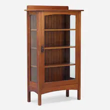 Charles Stickley, China cabinet, c. 1910, oak, glass, patinated copper