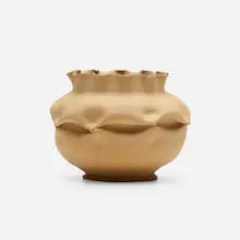 Vase by George E. Ohr, 1898-1910, scroddled bisque earthenware, sold Jan 2022