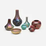 Pewabic Pottery, Collection of seven vessels, 1915-30, glazed earthenware