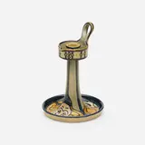 Roberta B. Kennon for Newcomb College Pottery, Rare Carnival chamberstick, 1904, glazed earthenware