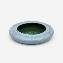 Zark Pottery, Low bowl with dragonflies, 1907-10, glazed earthenware