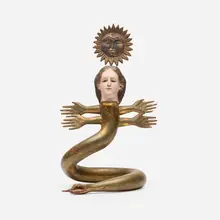 Untitled by Pedro Friedeberg, c. 1975, gilt and painted wood, glass, sold Apr 2025