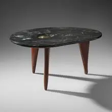 Isamu Noguchi, Rare and Important coffee table, 1945-47, marble, wood, spun aluminum