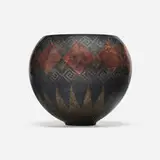 Claude Linossier, Dinanderie vase, 1928, hammered copper, silver, mixed metals