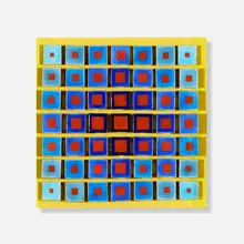 E. H. Nutt, 3D Enamel Squares, enamel on copper and wood