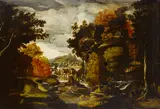 Paul Bril, A capriccio landscape with figures, oil on canvas