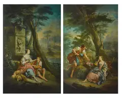 François Boucher, Fête champêtre (a pair), both oil on canvas