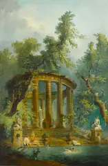 The bathing pool by French School, 19th century, oil on canvas, sold Nov 2017