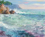 Pierre Bittar, La mer agitee, oil on canvas