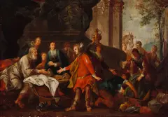 A merchant scene by Antoine Coypel, oil on canvas, sold Nov 2017