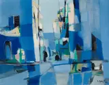 Marcel Mouly, Rue animée, 1958, oil on canvas