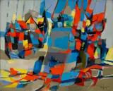 Marcel Mouly, Les fermes, 1960, oil on canvas