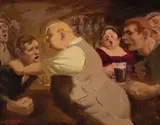Edward Sylvester Hynes, The Bar Room; Before the Brawl (A group of two), oil on masonite