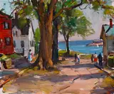 Carl W. Peters, The road to the bay (Cape Ann), oil on canvas