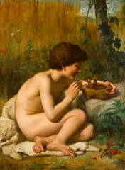 Le dénicheur d'oiseaux by Félix-Auguste Clément, oil on canvas, offered Nov 2017
