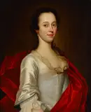 Joseph Highmore, A portrait of a woman with a red drape, oil on canvas