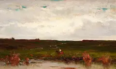 The Riverbank by Achille Vertunni, oil on canvas, sold Nov 2017