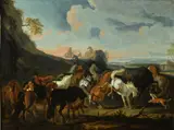 called Standard Pieter van Bloemen, Driving the herd, 1681, oil on canvas