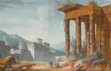 Roman ruins by Pierre-François-Léonard Fontaine, gouache and ink on paper, offered Nov 2017