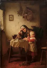 Arthur Stocks, First Lesson, 1887, oil on canvas