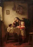 Arthur Stocks, First Lesson, 1887, oil on canvas