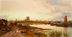 James Webb, A view of Dordrecht with Grote Kerk, oil on canvas