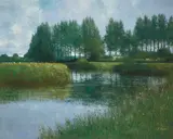 Charles Neal, River Thames, Mid Morning, June, Between Lechlade and Buscot, Gloucestershire, oil on canvas