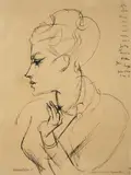 Conrad Felixmüller, Frau mit einer Zigarette, 1918, Tuschfeder auf bräunlichem Papier