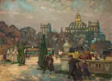 Otto Antoine, Vor dem Reichstag in Berlin, Öl auf Malpappe
